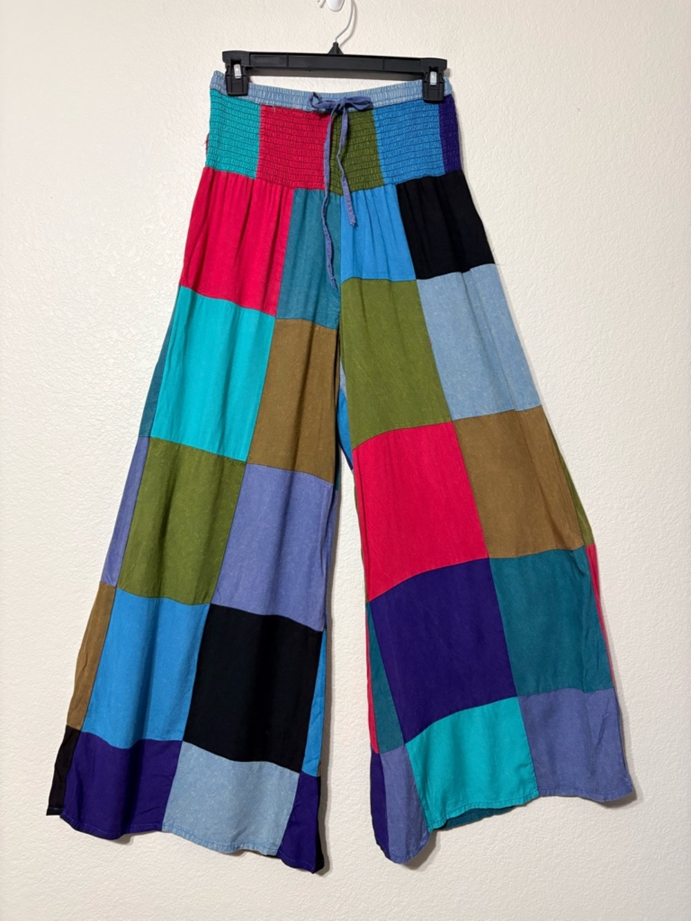 Patchwork Wide-Leg Women's Pants - Multi Color